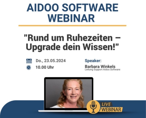 Aidoo Webinar "Rund um Ruhezeiten – Upgrade Dein Wissen!" 23.05.24 11