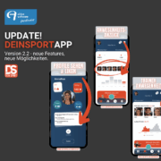 DeinSportApp Update 2.2 – Screenshots der neuen Features: Profile sehen und liken, Anwesenheitsanzeige der Mitglieder und Trainer-Anwesenheit auf der Studioseite.
